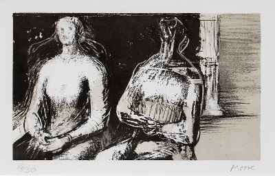 Henry Moore - Two Seated Figures against Pillar